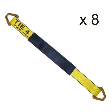 Tie 4 Safe 2" x 18" Axle Straps w/ Sleeve & D Rings, WLL: 3, 333 lbs., PK8 RT41A-18M18-Y-C-8